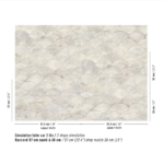 Patroon van Behang met schelpmotief van Elitis Ecume Calyptra in parelmoer beige