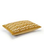 Geel Elitis kitsune-co-276-25-04 sierkussen met gebreid zig-zag patroon