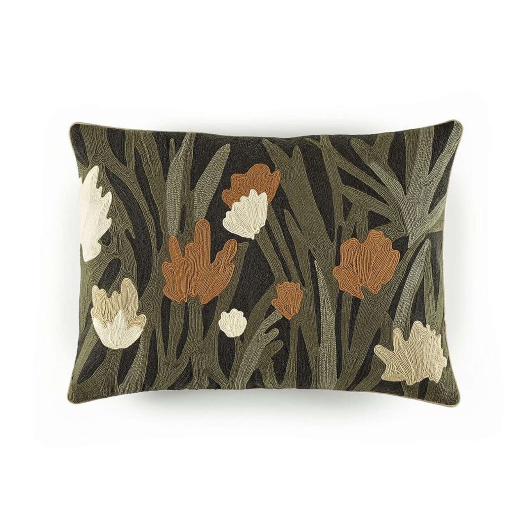 Gebloemd kussen Elitis kumori-co-274-80-02 inzwart