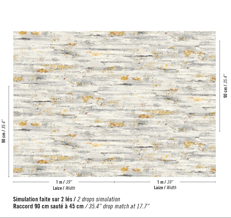 Patroon van Elitis Lanzarote Scorza in grijs en goud VP 1030-01 goud met grijs