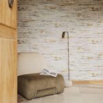 Muur met het behang Elitis Lanzarote Scorza in grijs en goud