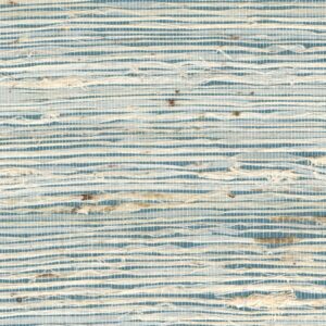 Natuurlijke grasscloth-behangstructuur met horizontale strepen in beige en blauw tinten uit de Elitis Tribus collectie (rm-1083-42).