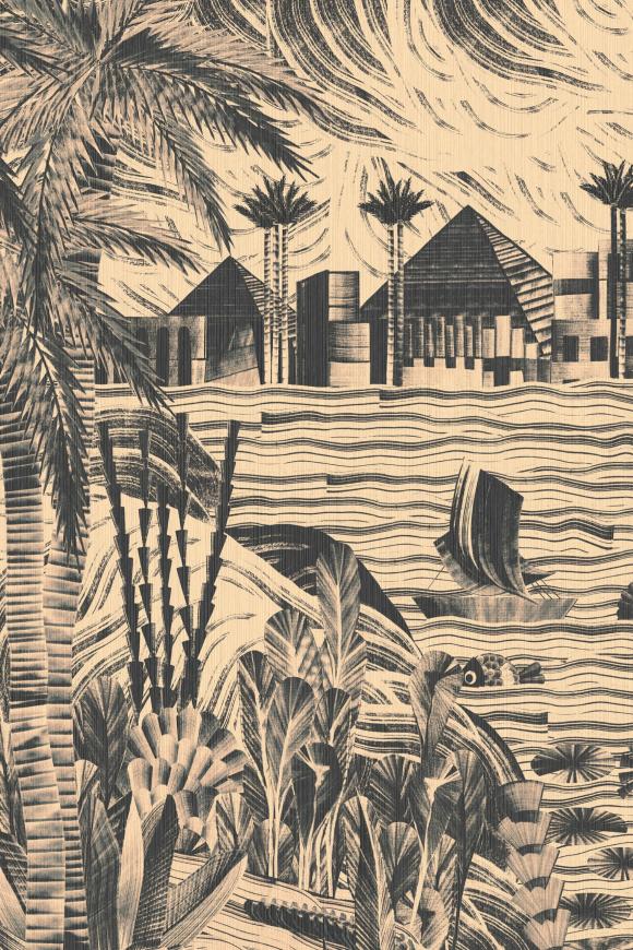 Arte Essentials Luxor Thebe behang in kleur Mono (19460) - Product close-up