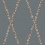 Illustratie van Fornasetti-behang Cammei een wieberpatroon en klassieke munten in grijs goud