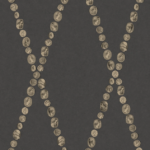 Illustratie van Fornasetti-behang Cammei een wieberpatroon en klassieke munten in zwart/goud