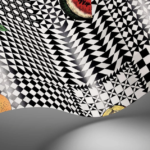 Illustratie van Fornasetti-geometrisch behang Frutta e Geometrico met fruit in multi-color