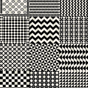 Illustratie van Fornasetti-geometrisch behang Geometrico in zwart wit