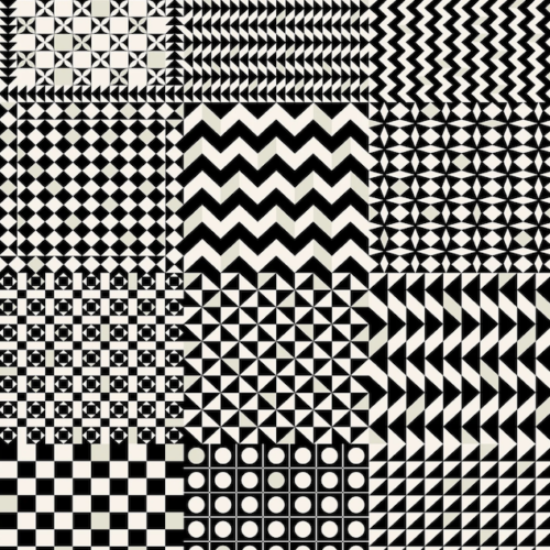 Illustratie van Fornasetti-geometrisch behang Geometrico in zwart wit