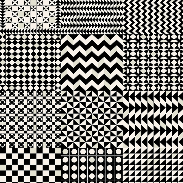 Illustratie van Fornasetti-geometrisch behang Geometrico in zwart wit