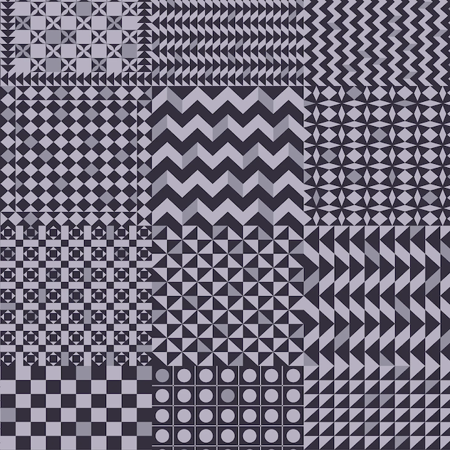 Illustratie van Fornasetti-geometrisch behang Geometrico in zwart wit