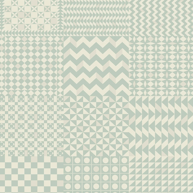 Illustratie van Fornasetti-geometrisch behang Geometrico in licht blauw