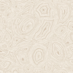 Beige Fornasetti-behang met een malachietpatroon van gestileerde, concentrische lijnen.