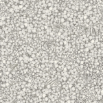 Illustratie van Fornasetti-behang Ortensia met een gedetailleerde tekening van de Ortensia bloemen in zwart/wit