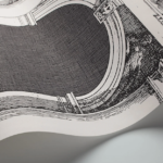 Illustratie van het Fornasetti-behang Procuratie met de gevels van het San Marcoplein