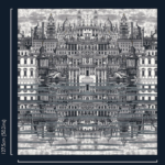 illustratie patroon van het Fornasetti-behang Riflesso met een surrealistische weergave van het barokke Rome