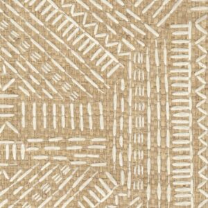 Handgemaakt beige raffia behang Elitis Origine Alfabet RM 1108-02