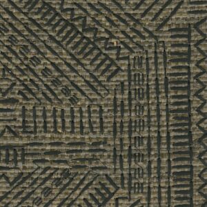 Raffia behang in zwart met geometrisch patroon: Elitis Origine Alfabet RM 1108-67