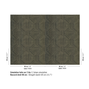 Patroon van Raffia behang in zwart met geometrisch patroon: Elitis Origine Alfabet RM 1108-67
