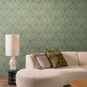 Arte Indienne Agra behang in kleur Okra (18310) - Interieur impressie