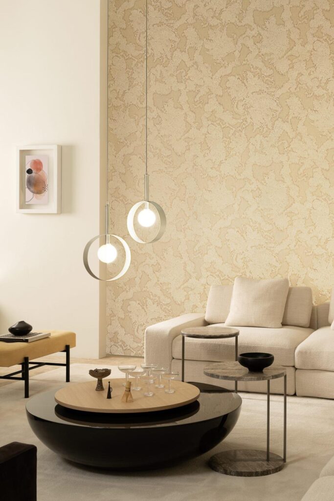 Arte Zephyr Avra behang in kleur Eggshell (48641) - Interieur impressie