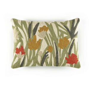 Gembloemd kussen Elitis kumori-co-274-65-02 in groen, rood en geel
