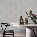 Interieur weergaven van het linnenlook behang CASAMANCE - Le Velours 2 Johara 74390880 in Gris clair