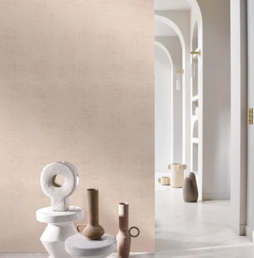 Interieur weergave van CASAMANCE - Le Velours 2 Johara 74396594 behang in de kleur lait de rose