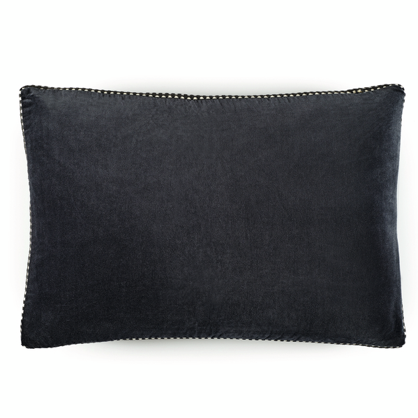 Zwart velours kussen Elitis CO 226-80-03 met passement