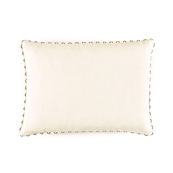 Wit linnen Elitis Gaia CO 271-03-02 kussen met bordure rand