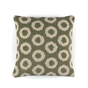 Groen kussen Elitis mirage-co-267-65-01 met een cirkel patroon