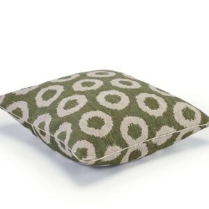 Groen kussen Elitis mirage-co-267-65-01 met een cirkel patroon
