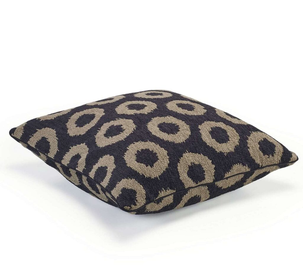 Zwart kussen Elitis mirage-co-267-80-01 met cirkel patroon