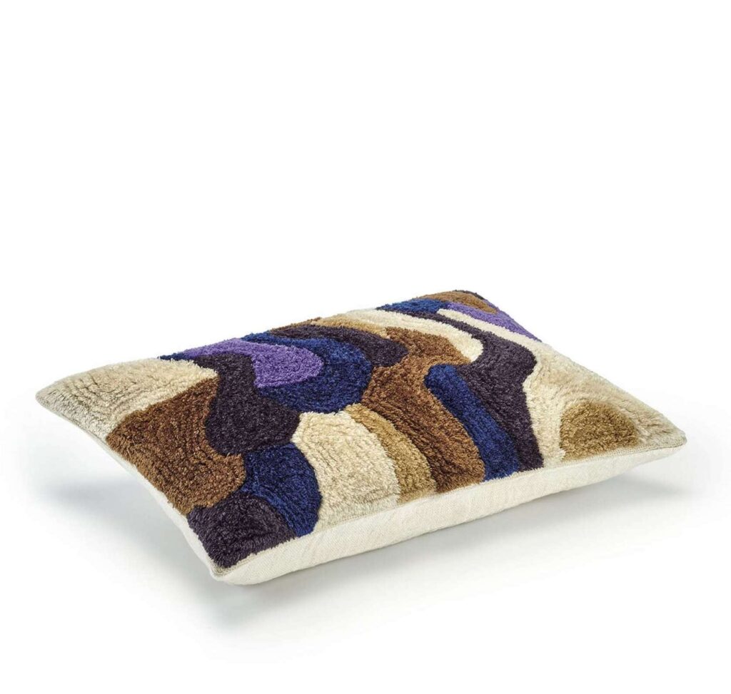 Meerkleurig Elitis paresse-ti-co-275-41-04 sierkussen met paars