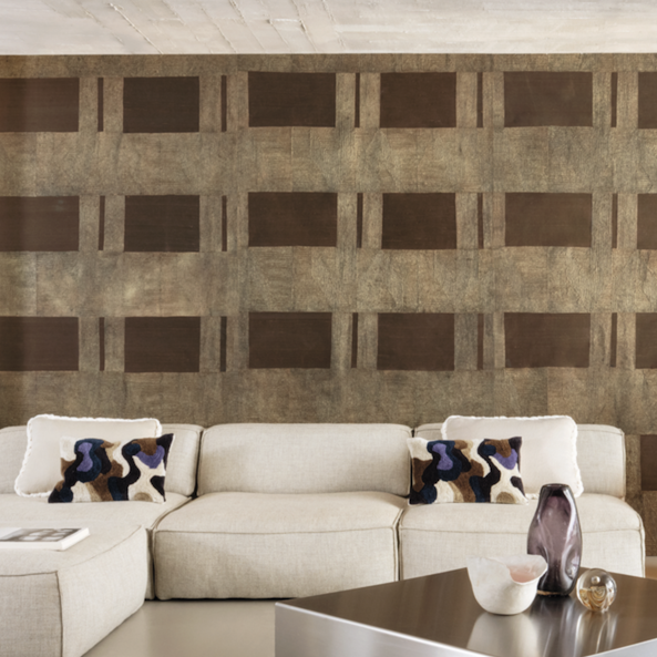 Witte bank met Meerkleurig sierkussen Elitis paresse-ti-co-275-41-04 sierkussen met paars