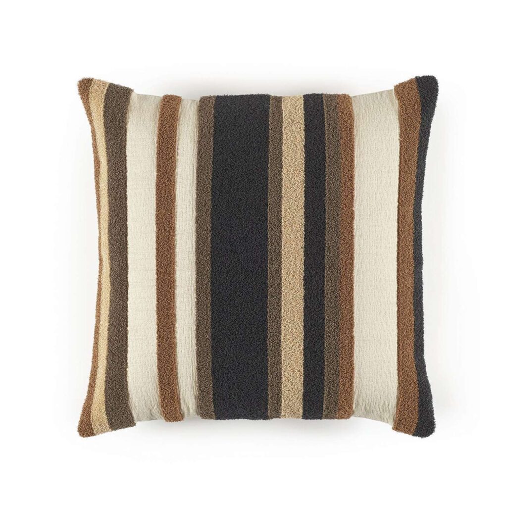 Vierkant gestreept kussen Elitis toujours-co-277-17-01 in bruin tinten