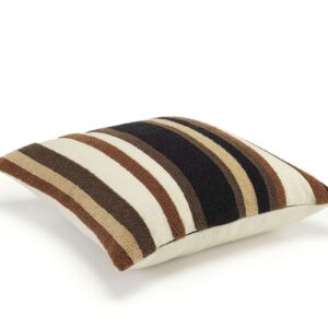 Vierkant gestreept kussen Elitis toujours-co-277-17-01 in bruin tinten