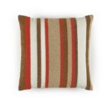 Vierkant gestreept kussen Elitis -toujours-co-277-25-01in bruin en rood