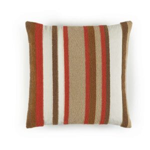 Vierkant gestreept kussen Elitis -toujours-co-277-25-01in bruin en rood