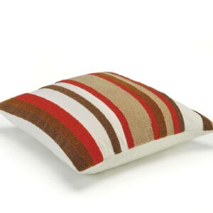 Vierkant gestreept kussen Elitis -toujours-co-277-25-01in bruin en rood