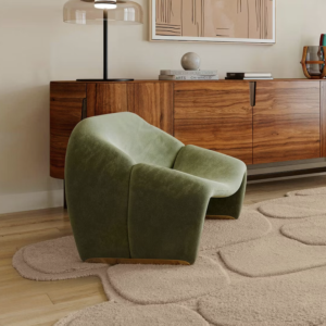 zitgroep met het beige organische vloerkleed Abstract Maya ASO1613188 Almond Organic 16 van Limited Edition