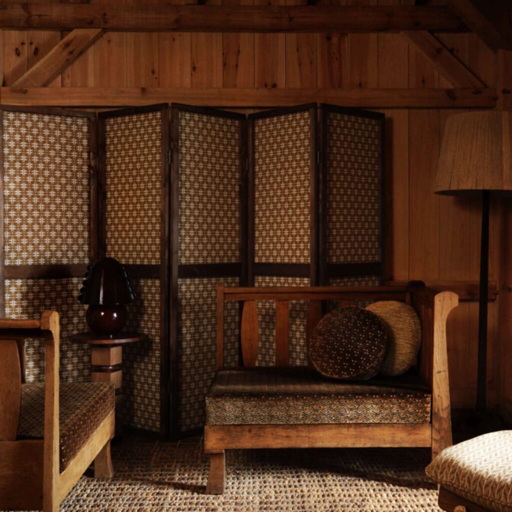 kamerscherm met de stof Elitis -hiroko-genzo-li-914-21 in geel Art du geste