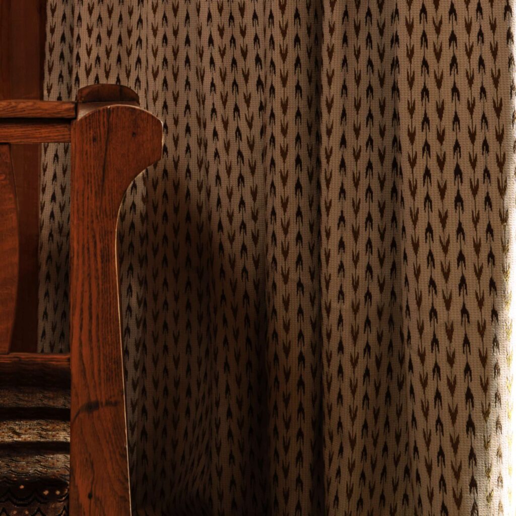 gordijn weergave van Elitis hiroko-maka-cn-007-08 in de kleur beige: L'instant devient sacré