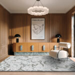 Interieur weergave van het grijze vloerkleed van Limited Edition Arabesque_High_AARH20337_Dawn_Rectangle