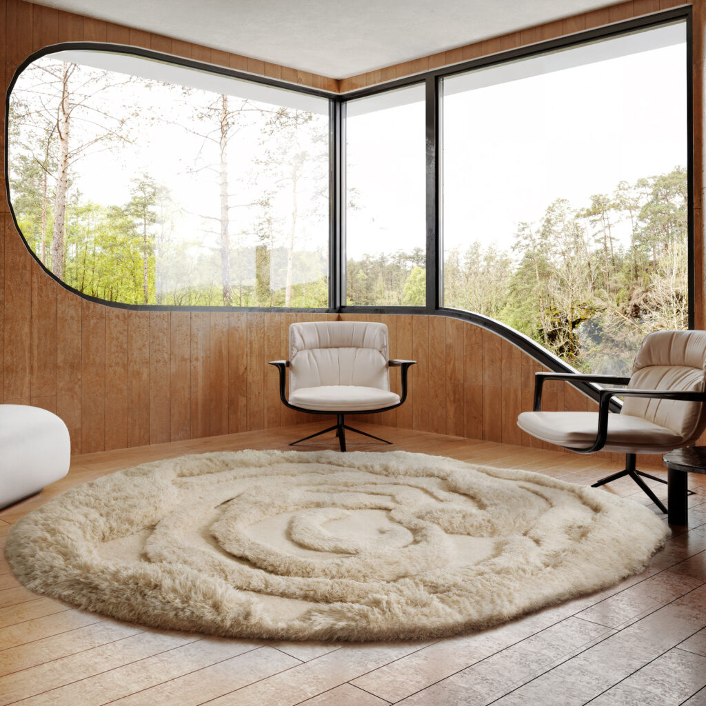 Interieur weergave van het Limited Edition Utopia UTO2138348 Ivory Glow Organic vloerkleed