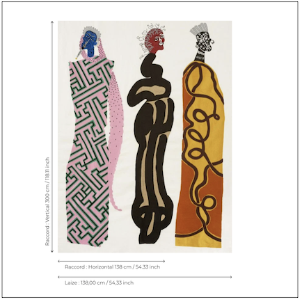 Patroon weergave van Pierre-Frey-stof-Beau-Monde-1-F2362001-met levensgrote figuren