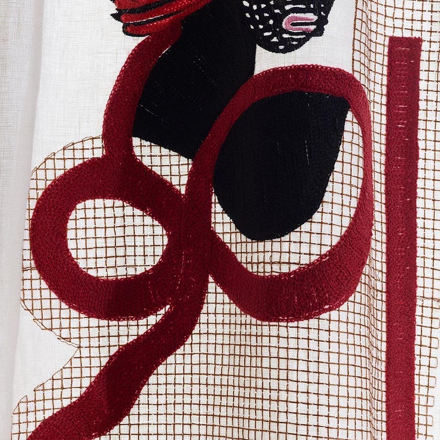 detail van Pierre Frey stof Beau Monde 2 - F3463001 met grote figuren