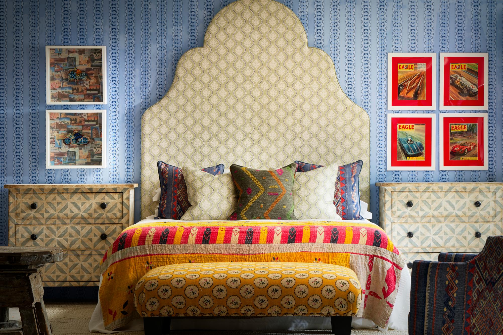 Andrew Martin 1095739-chloe-headboard-in-fig-fennel-hearty-sky-blue-wallpaper