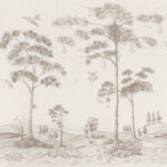Product weergave van het Andrew Martin mythical-land-clay behang