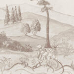 Detail van het Andrew Martin mythical-land-clay behang