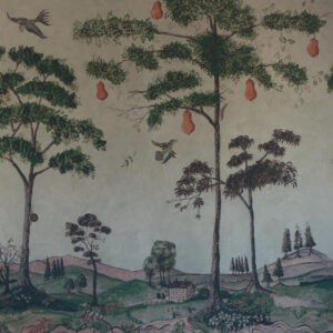 Product weergave van het Andrew Martin mythical-land-vellum behang